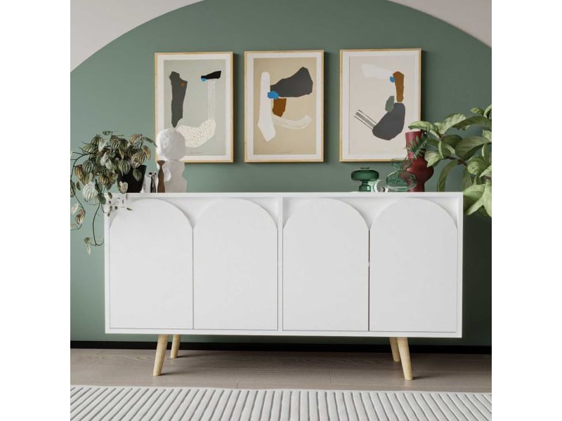  Buffet 4 portes en aggloméré venezia blanc  - Conforama B