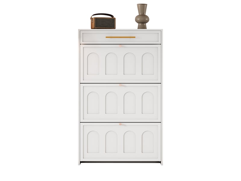  Meuble à chaussures 1 tiroir 6 étagères en mdf blanc 70 x 25 x 123.5 cm  - Conforama A