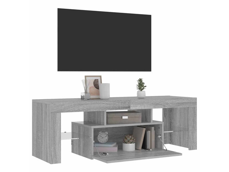 Meuble tv - banc tv - meuble de rangement avec lumières led sonoma gris 120x35x40 cm - Conforama C