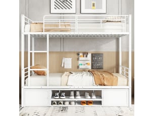 Lit superposé 90x200 cm <strong>MODENVIE</strong>  <strong></strong> coloris blanc