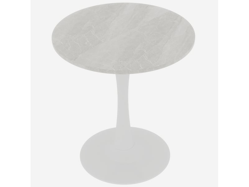  Table basse ronde 70x70x72cm style moderne du milieu du siècle, pieds hauts, marbre reconstitué, blanc  - Conforama B