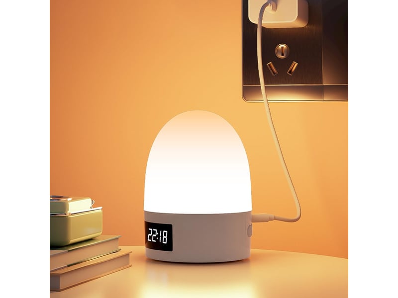  Lampe de chevet rechargeable avec horloge – tactile, variateur, 3 températures de couleur, anti-éblouissement  - Conforama C