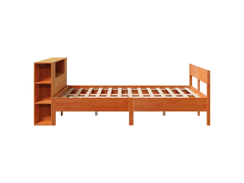  Lit adulte, lit double, lit bibliothèque sans matelas marron 140x190cm pin massif cf17985  - Conforama E