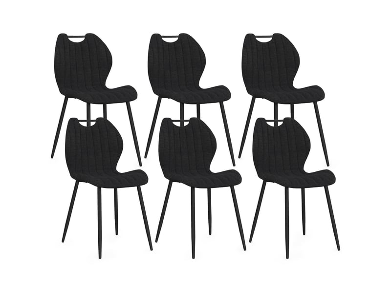  Lot de 6 chaises pio avec poignée en tissu éponge noir  - Conforama A