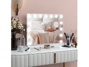 Miroir lumineux de salle de bain à 15 lampes led, 3 modes, variateur tactile, usb, métal blanc 58 × 14 × 48 cm
