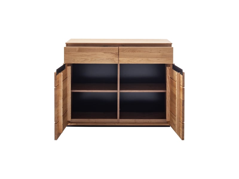  Commode de rangement 2 tiroirs et 2 portes coloris chêne sauvage - longueur 103 x profondeur 41 x hauteur 82 cm  - Conforama C