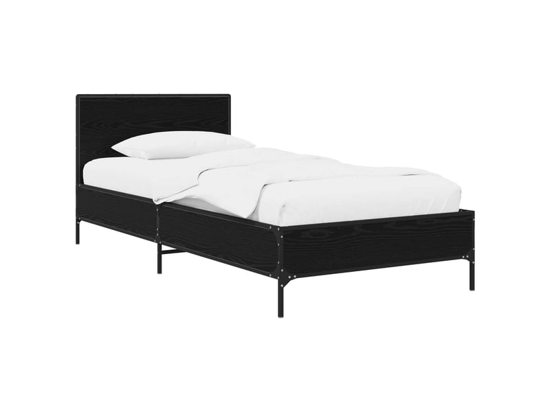 Lit simple- lit adulte -  cadre de lit avec tête de lit chêne noir 80 x 200 cm  - Conforama A