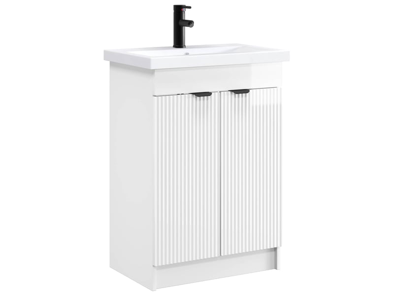 Ensemble de mobilier de salle de bain blanc brillant shl1554 - Conforama A
