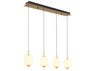 Globo ewald plafonnier suspendu de bar avec abat-jour en verre opale couleur laiton, 4 led 3000 k