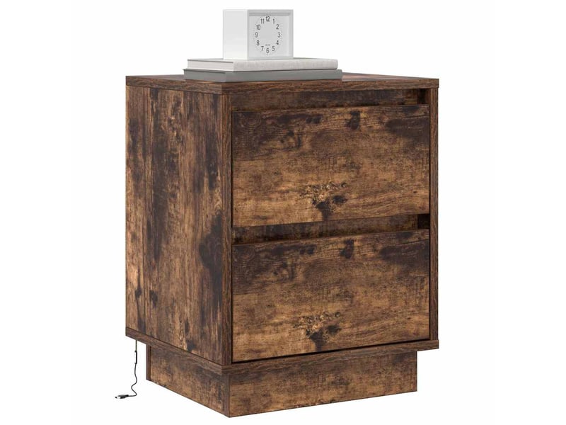  Table de chevet - cabinet de chevet - table de nuit 2 pc chêne fumé 39 x 34,5 x 50 cm  - Conforama B
