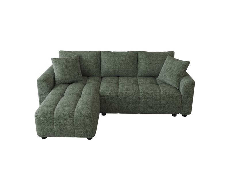  Canapé d'angle en l,3 places, avec 2 coussins décoratifs, adapté au salon et à l'appartement,204 x 127 x 82,5 cm,vert  - Conforama A
