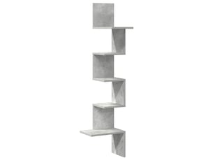 Étagère murale, étagère suspendue d'angle gris béton 32x32x127,5cm bois ingénierie cf42214