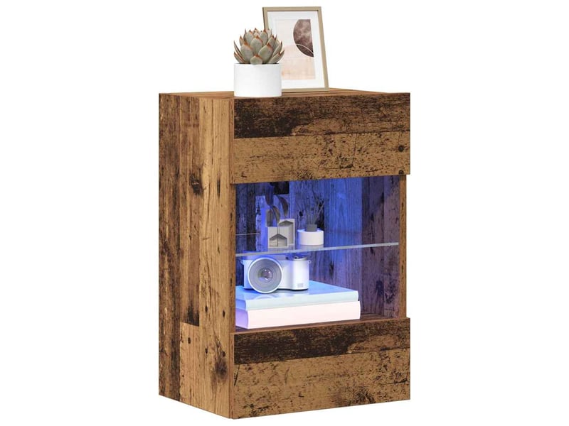  Meubles muraux avec lumières led pour tv 2 pcs vieux bois 40x30x60,5cm  - Conforama D