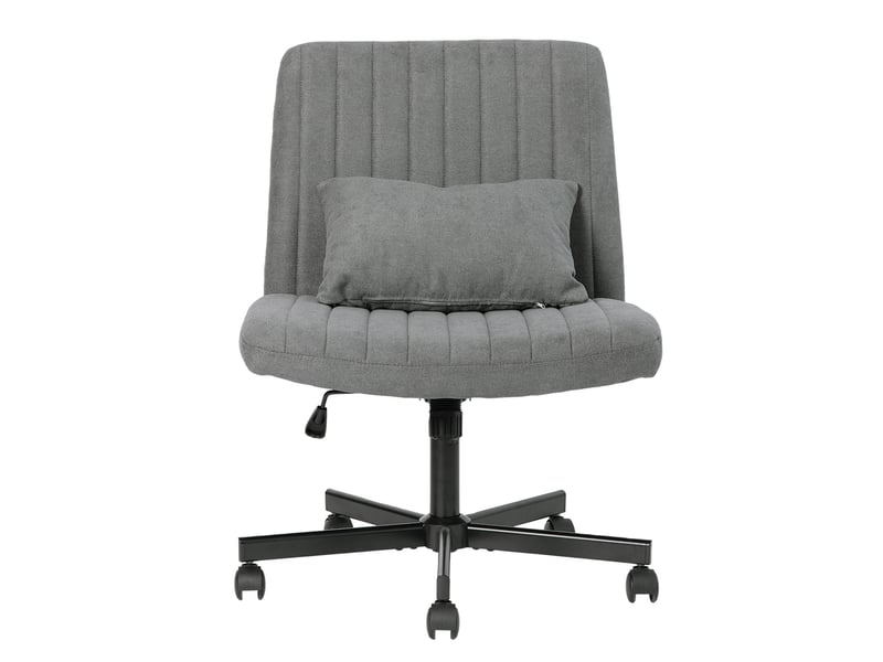  Chaise de bureau design en tissu gris foncé, réglable en hauteur et pivotante avec coussin confortable  - Conforama A