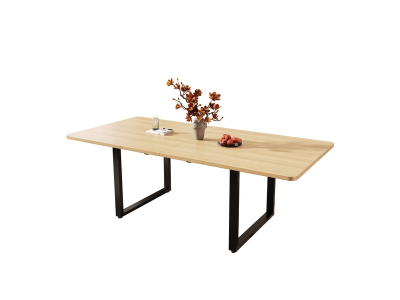 Table à manger extensible 140180220x80 cm, rectangulaire, 6-10 places, pieds en métal, style moderne - chêne - Conforama A