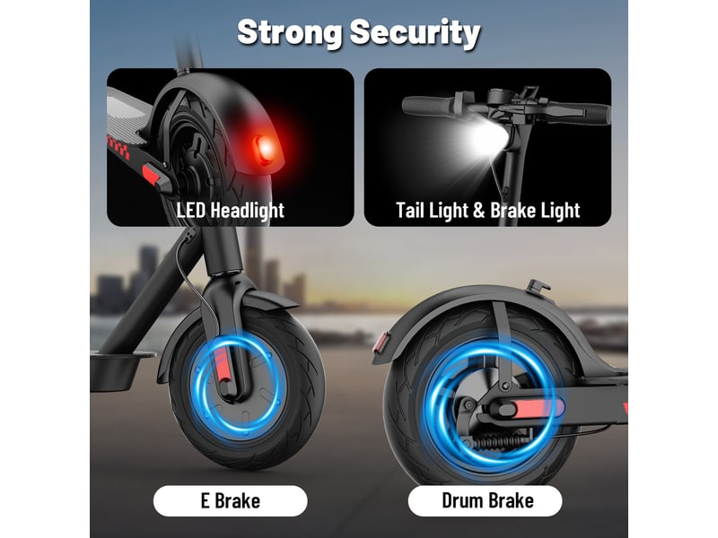 Trottinette électrique hiqis d9, pneus alvéolés 10, application intelligente, noir - Conforama C