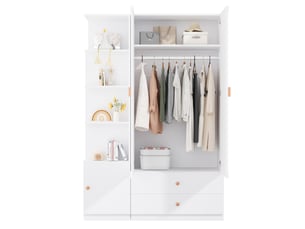 Armoire 3 porte(s) battante  2 tiroir(s) MODFU  coloris blanc largeur 135 cm
