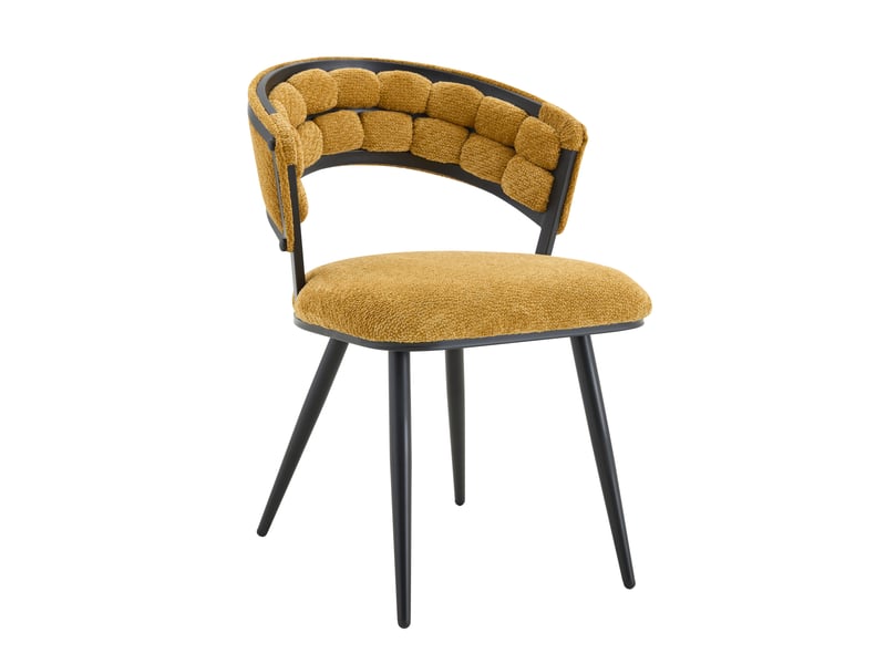  Lot de 2 chaises de salle à manger,velours et métal noir,jaune  - Conforama D