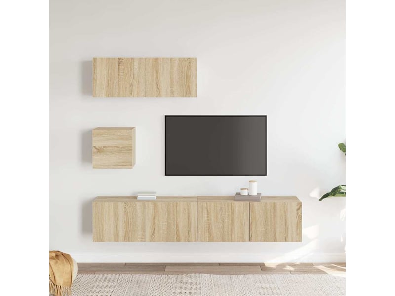 Ensemble de meubles tv 4 pcs chêne sonoma bois d'ingénierie shl63208  - Conforama C