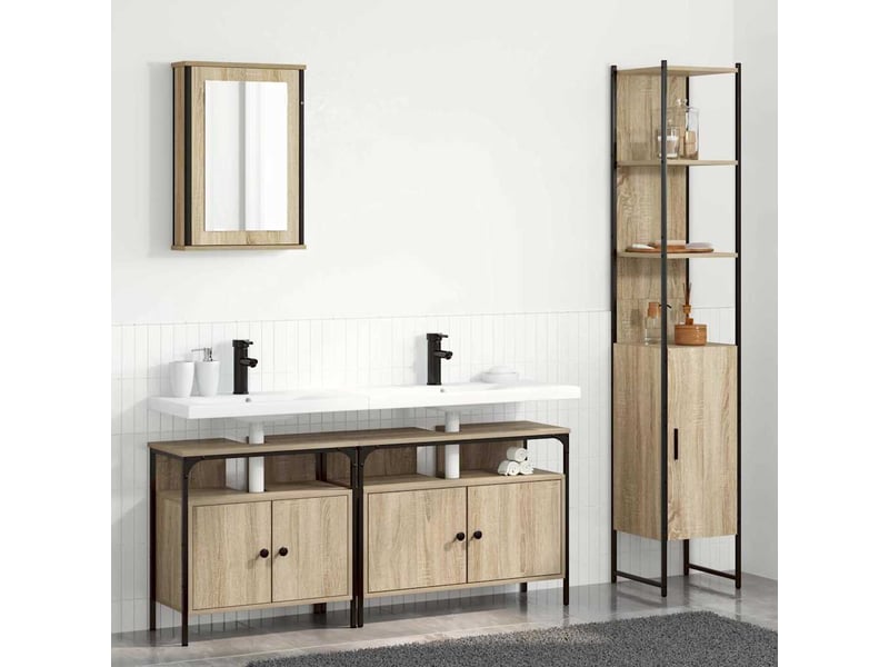  Ensemble de mobilier de salle de bain 4 pc chêne sonoma cf64518  - Conforama B