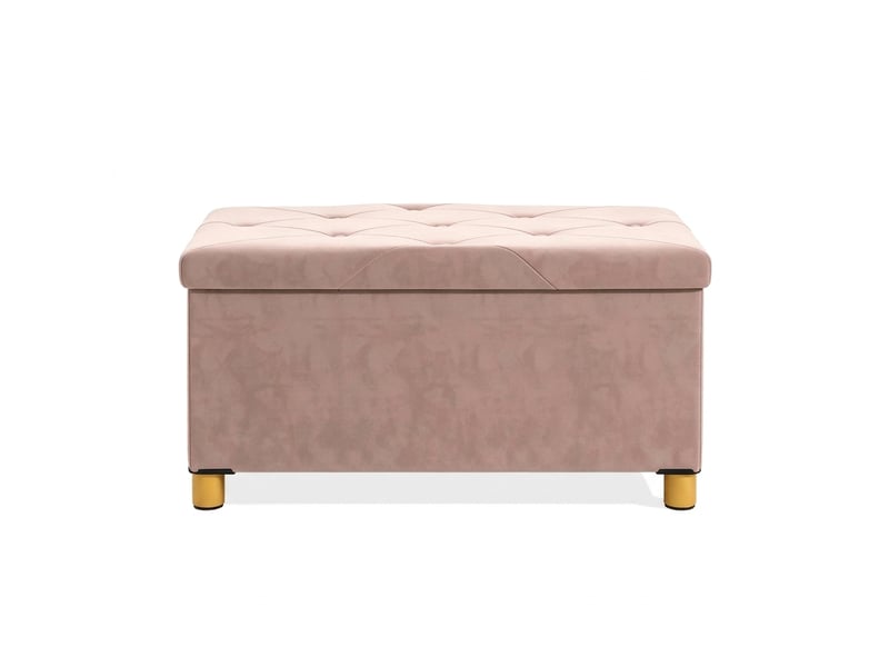  Banc de rangement pliable en velours rose capitonné avec coffre 67 l, 76 cm  - Conforama A
