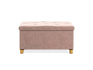 Banc de rangement pliable en velours rose capitonné avec coffre 67 l, 76 cm