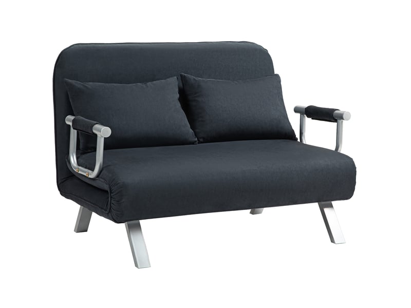  Canapé convertible ulevr 2 places avec dossier réglable 5 positions, couchage 185 x 105 cm, aspect velours noir  - Conforama A