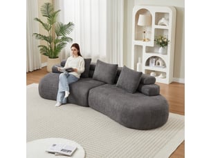 Canapé modulable – canapé compact 2 places avec 3 modules séparables assise mousse – chenille – gris foncé