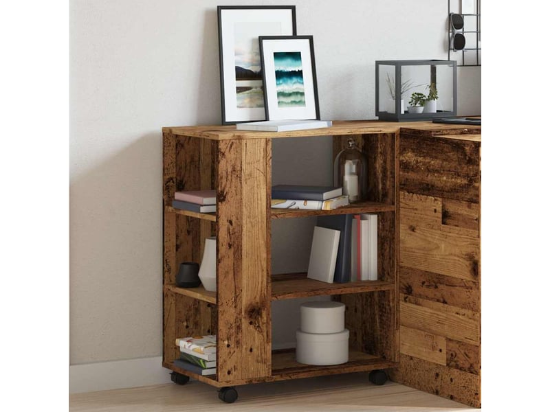  Armoire de rangement, armoire à roulettes vieux bois 60x35x75 cm bois d'ingénierie  - Conforama D