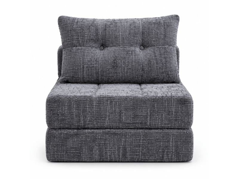  Canapé convertible pliable chenille gris avec coussins, dossier et matelas intégré  - Conforama A