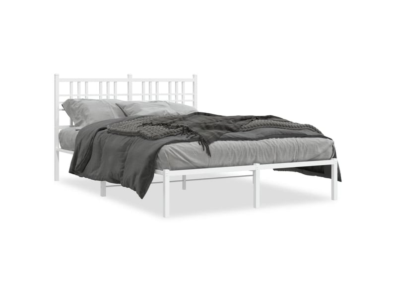 Lit double- lit adulte - cadre de lit métal sans matelas et tête de lit blanc 140x200 cm - Conforama A