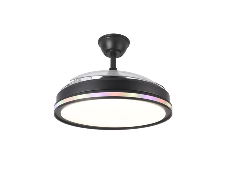  Fabrilamp cacique plafonnier ventilateur led 59 w, 6980 lm, rgb, moteur dc, 3 pales rétractables, ø 107 cm, noir 246292309 - Conforama C