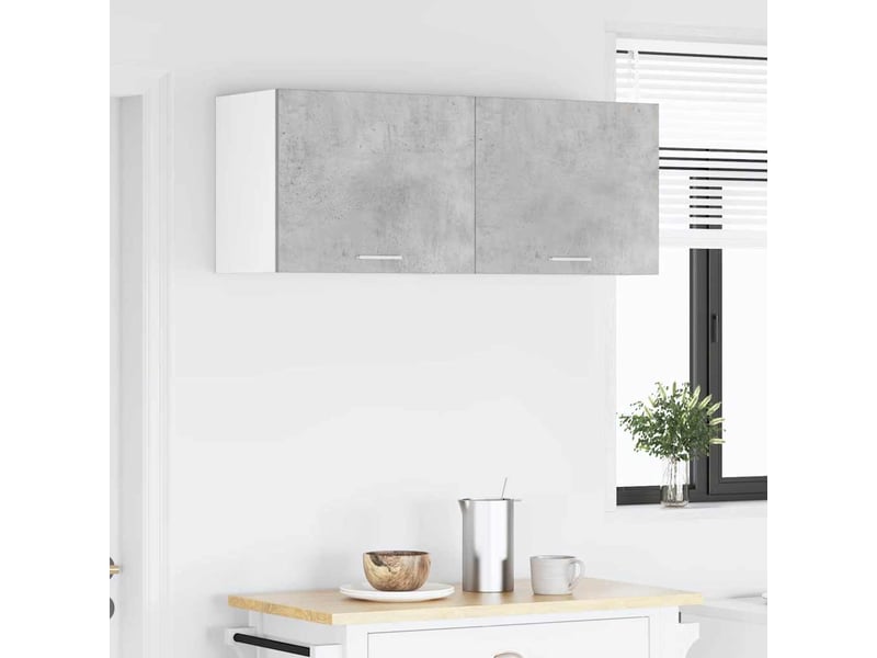 Meuble de rangement, armoire suspendue 2 pcs gris béton et blanc bois d'ingénierie shl1904 - Conforama D