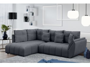 Canapé d'angle réversible convertible <strong>AX LIVING </strong> <strong>Corleone</strong> 4 places Velours gris avec coffre de rangement