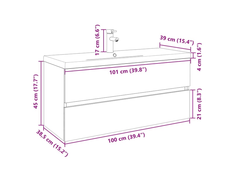  Ensemble de meubles de bain 2pcs céramique et bois d'ingénierie cf63560  - Conforama E