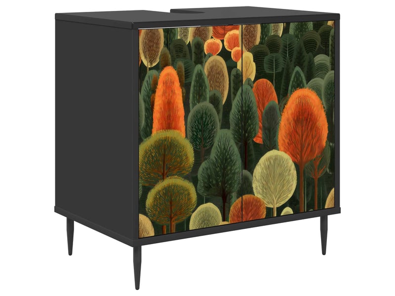  Armoire de salle de bain, meuble de rangement zaandam chêne noir 60x40x61 cm  - Conforama A