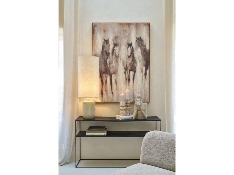  Tableau déco chevaux malte 102x142cm beige  - Conforama E