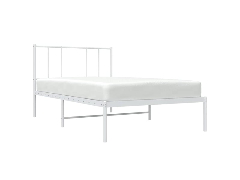 Lit simple- lit adulte - cadre de lit métal sans matelas avec tête de lit blanc 80x200cm - Conforama D