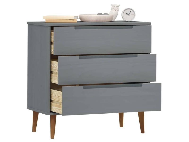  Commode chambre adulte, armoire à tiroirs molde gris 80x40x80 cm bois de pin massif  - Conforama C