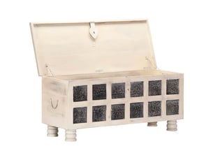 Boîte de rangement, coffre de rangement blanc 110x40x45 cm bois d'acacia massif