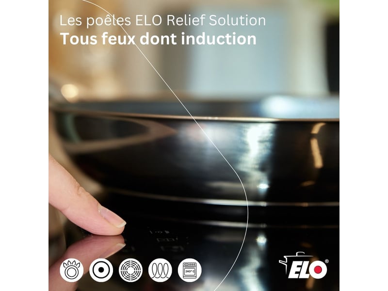 Lot poêles 24cm & 32cm elo relief solution avec faitout 12cm 9587250BX88 - Conforama E