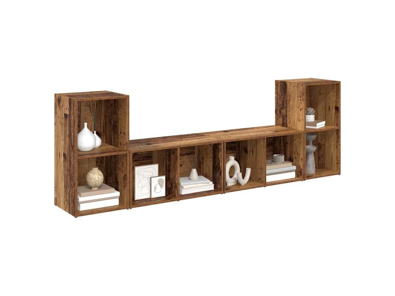  Ensemble meuble tv - banc tv - meuble de rangement 4 pcs bois ancien bois d'ingénierie  - Conforama C