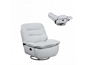 Fauteuil relax inclinable et pivotant 360° - 95 x 49,5 x 106 cm - avec repose-pieds intégré - tissu effet lin - gris clair