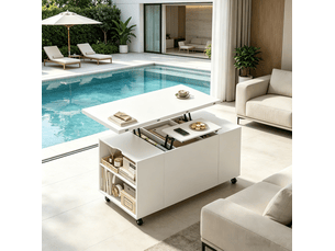 Table basse rectangulaire coloris blanc <strong>HAVRYA</strong> <strong></strong> - 50 cmx100 cm