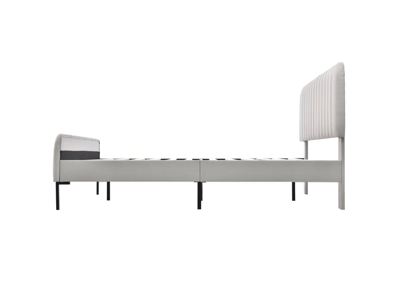  Lit 160x200 cm en lin gris-beige à tête réglable - sommier et matelas inclus  - Conforama E