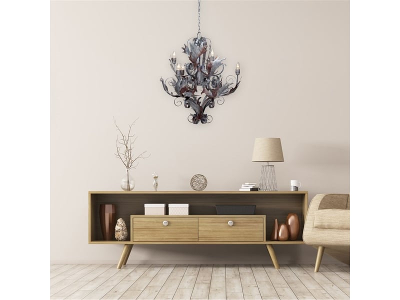  Lustre baroque en métal fly through 81cm argent  - Conforama C