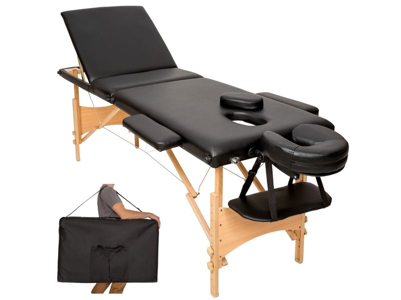  Table de massage noire 3 zones avec sac de transport 08_0000467  - Conforama A