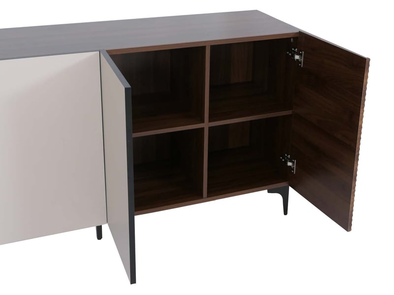 Buffet hwc-q84, commode, portes à structure 3d, compartiments de rangement en mdf mélaminé, 80 x 160 x 42 cm - aspect noyer - Conforama E