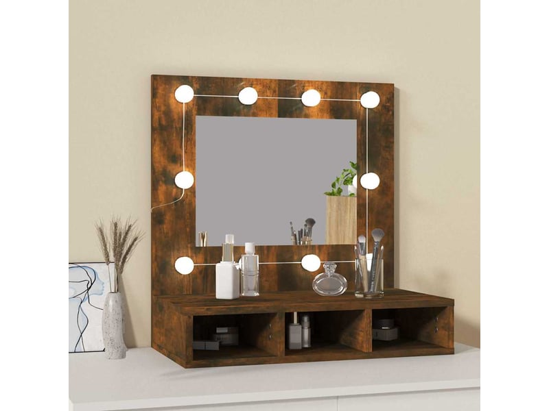  Armoire à miroir avec led chêne fumé 60x31.5x62 cm  - Conforama C
