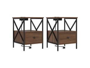 Table de chevet - cabinet de chevet - table de nuit 2 pièces chêne brun 41,5 x 40,5 x 55 cm